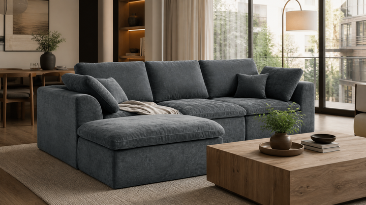 How to Keep a Sectional from Overwhelming the Entry View in a Small Space