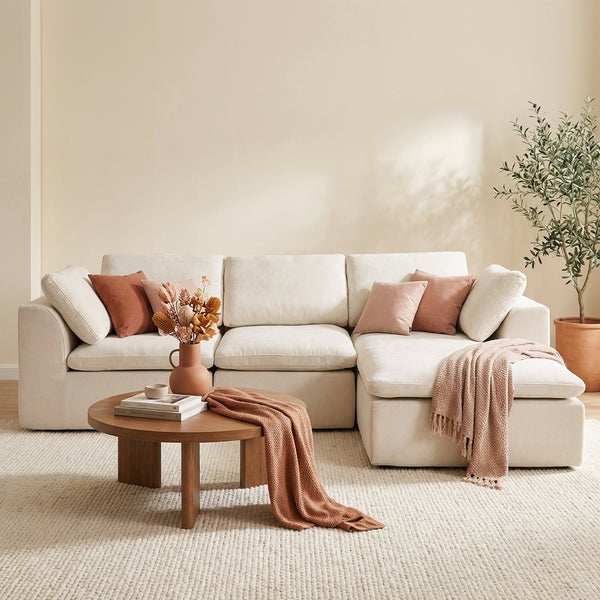 110" Chenille Deep Seat Boneless Sectional Cloud Couch