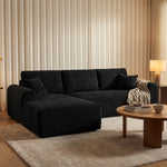 109-inch cloud modular sectional sofa with right-facing chaise in black — hero scene