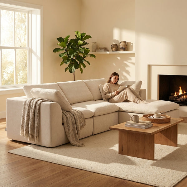 110" Chenille Deep Seat Boneless Sectional Cloud Couch alternate