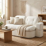 78-inch convertible floor sofa bed with integrated quilt in white lifestyle scene