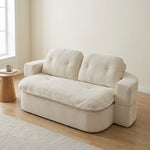 78-inch convertible floor sofa bed with integrated quilt in white form view