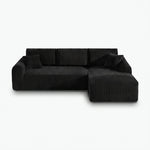 109-inch cloud modular sectional sofa with right-facing chaise in black — white front packshot