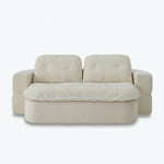 78-inch convertible floor sofa bed with integrated quilt in white white background front view