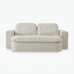 78-inch convertible floor sofa bed with integrated quilt in white white background side view