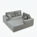 107-inch corduroy modular sectional sleeper sofa with right chaise in light gray white background shape view