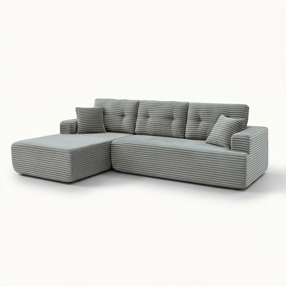 107" Corduroy Modular Sectional Sleeper Sofa with Chaise