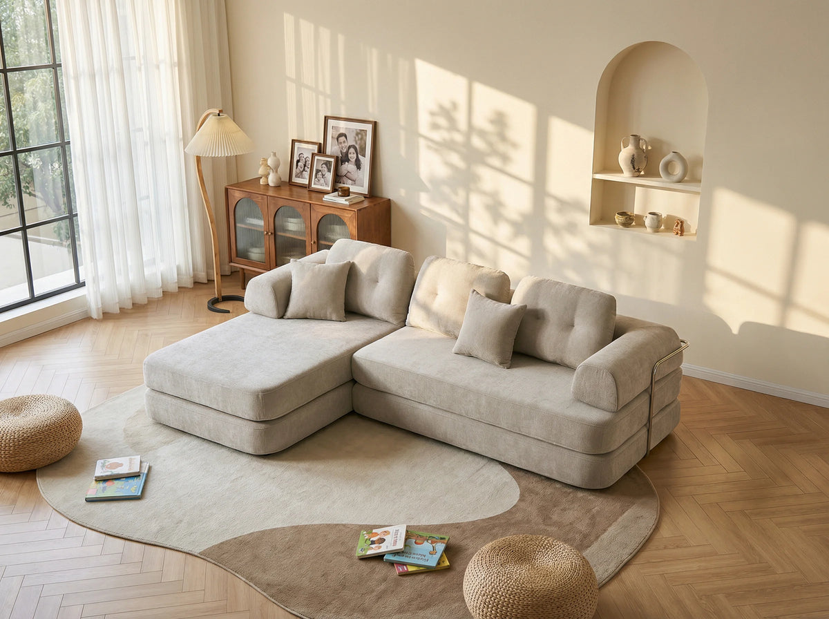 L-Shaped Modular Sectional Sofa, 8-in-1 Convertible