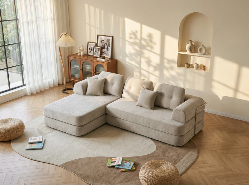 L-Shaped Modular Sectional Sofa, 8-in-1 Convertible