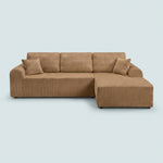 109-inch cloud modular sectional sofa with right-facing chaise in camel - white front packshot