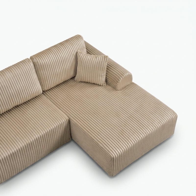 109-inch cloud modular sectional sofa with right-facing chaise in camel - white angle packshot