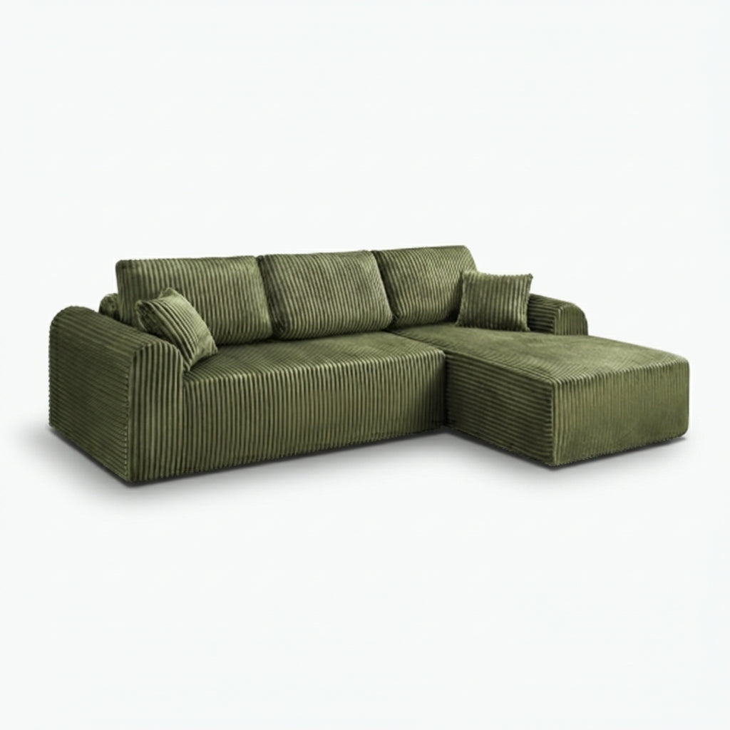 109-inch cloud modular sectional sofa with right-facing chaise in green - white front packshot