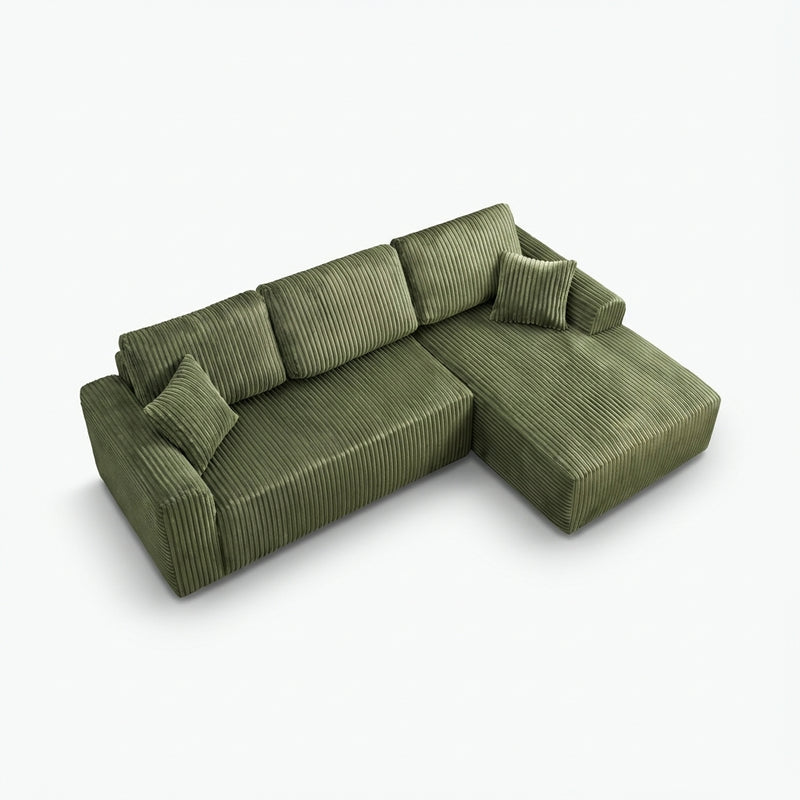 109-inch cloud modular sectional sofa with right-facing chaise in green - white angle packshot