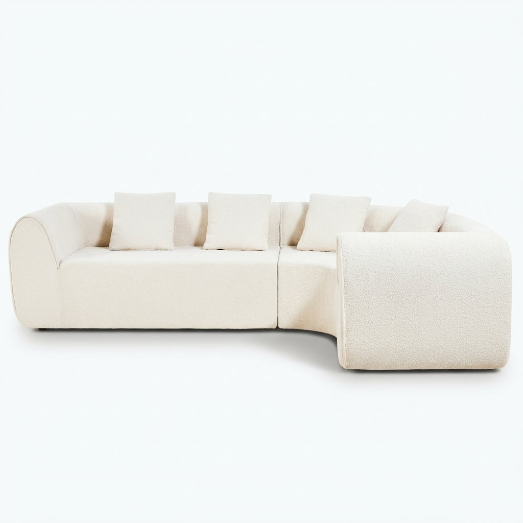 110-inch curved modular sectional sofa with right-facing chaise in white - white front packshot