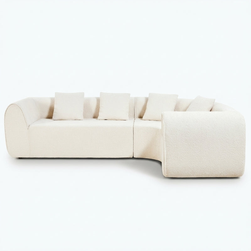 110-inch curved modular sectional sofa with right-facing chaise in white - white front packshot