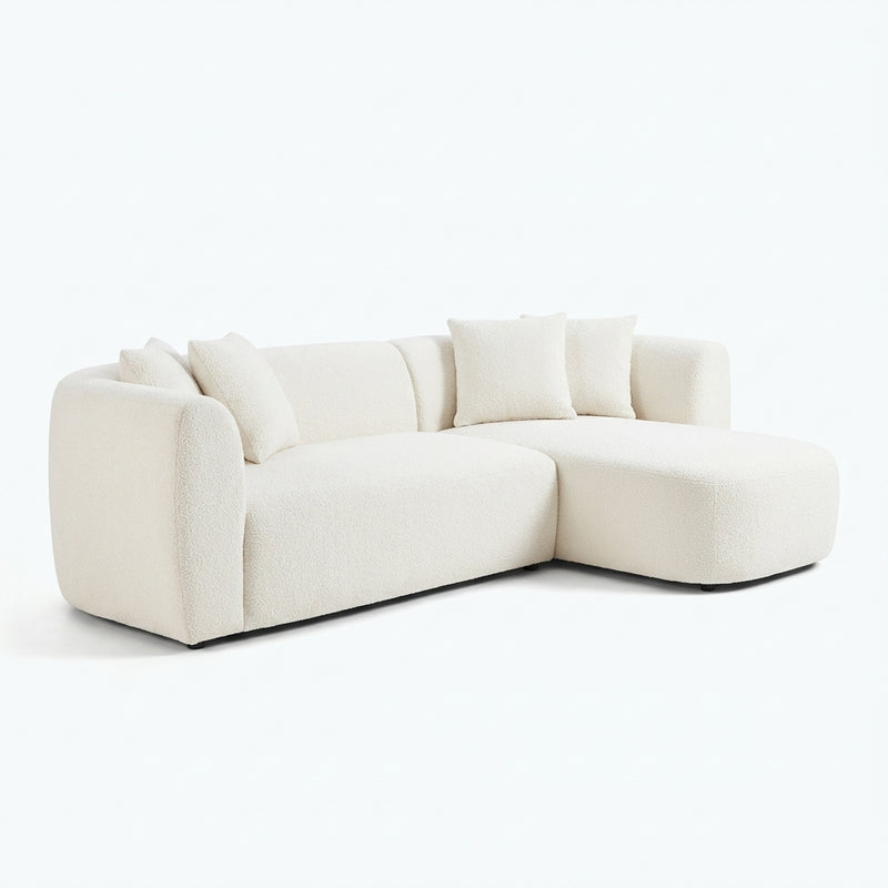 110-inch curved modular sectional sofa with right-facing chaise in white - white side packshot