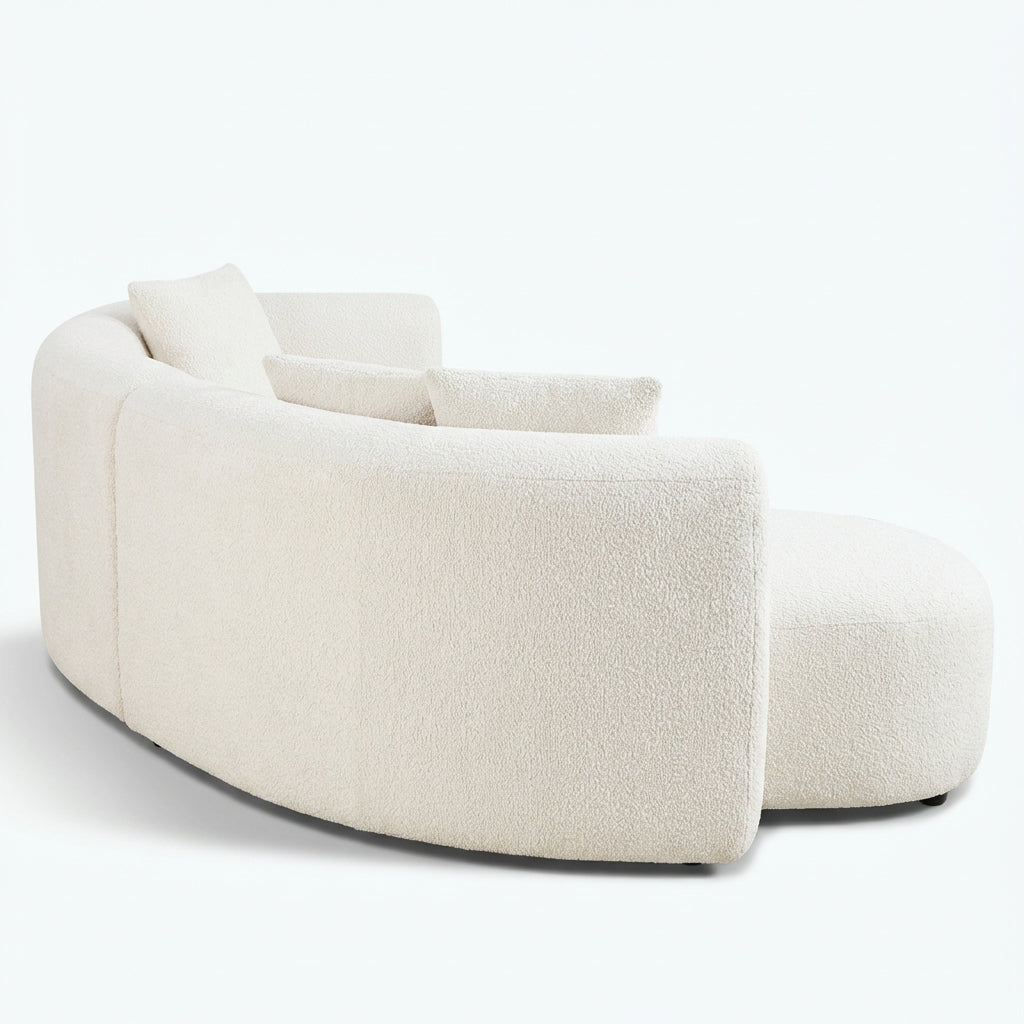 110-inch curved modular sectional sofa with right-facing chaise in white - white shape packshot