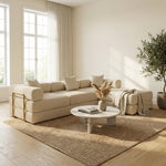 108-inch boneless modular sectional sofa bed with L-shaped chaise in beige - beige hero scene