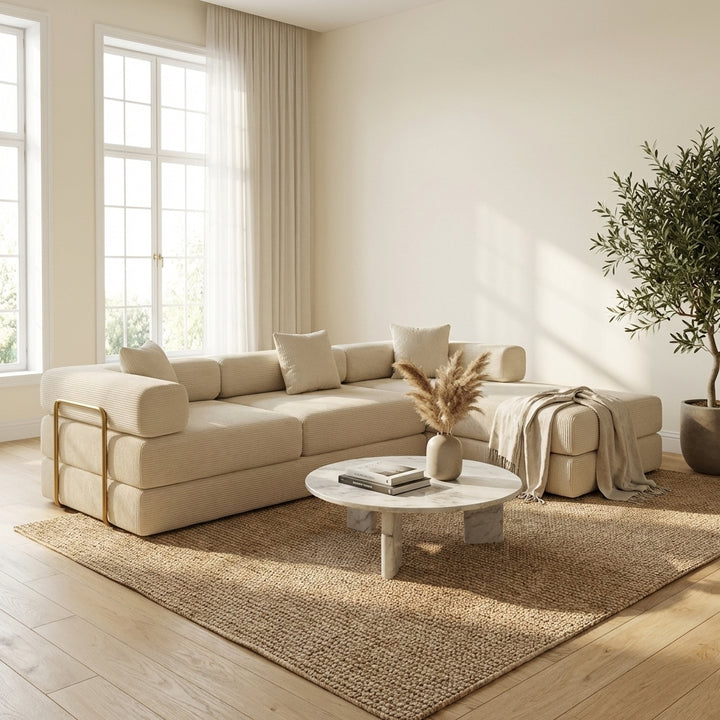 108" Boneless Modular Sectional Sofa Bed with L-Shaped Chaise
