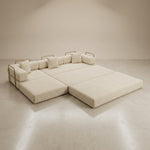 108-inch boneless modular sectional sofa bed with L-shaped chaise in beige - beige form / function scene
