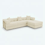 108-inch boneless modular sectional sofa bed with L-shaped chaise in beige - beige side packshot