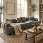 106-inch curved boneless modular sectional sofa in grey - grey lifestyle scene