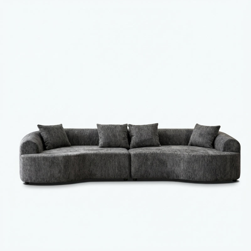 106-inch curved boneless modular sectional sofa in grey - grey front packshot
