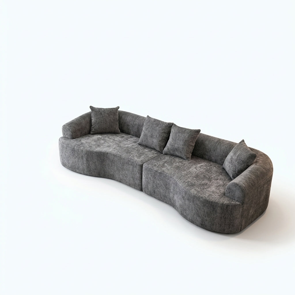 106-inch curved boneless modular sectional sofa in grey - grey side packshot