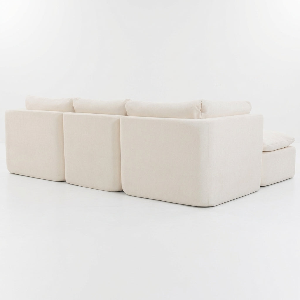 111.8-inch cloud-style modular sectional sofa with ottoman in beige+white - lead form scene