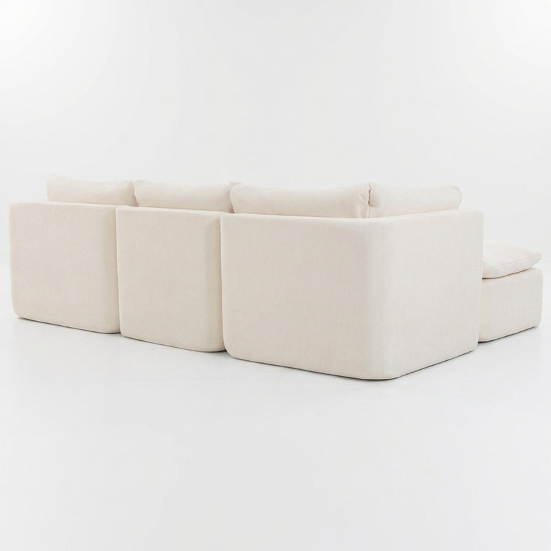 111.8-inch cloud-style modular sectional sofa with ottoman in beige+white - lead form scene