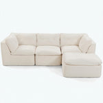 111.8-inch cloud-style modular sectional sofa with ottoman in beige+white - lead front packshot