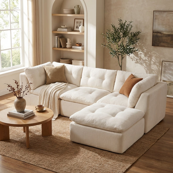111.8" Cloud-Style Modular Sectional Sofa with Ottoman alternate
