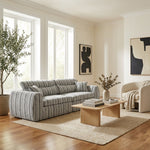 striped bouclé 3-seater sofa in black and white - lead hero scene