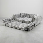 striped bouclé 3-seater sofa in black and white - lead form scene