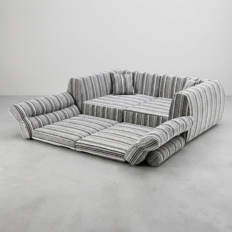 striped bouclé 3-seater sofa in black and white - lead form scene