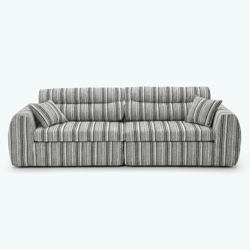 striped bouclé 3-seater sofa in black and white - lead front packshot
