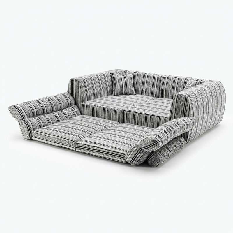 striped bouclé 3-seater sofa in black and white - lead shape packshot