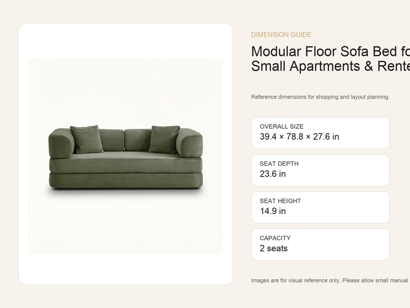 Dimension guide for modular-floor-sofa-bed-for-small-apartments-renters
